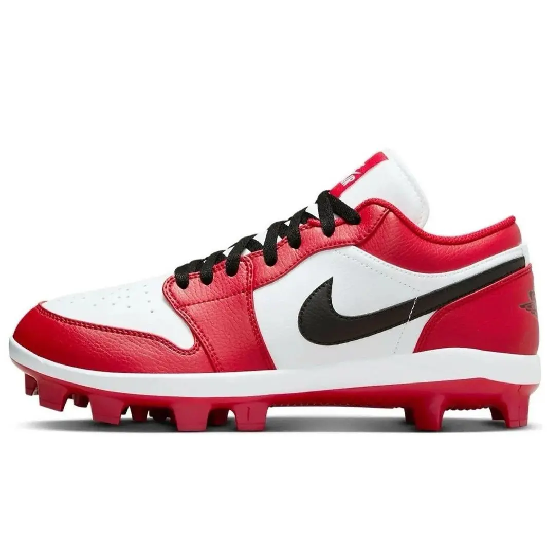 Nike Men`s Jordan 1 Retro Mcs Low Baseball Cleats Gym Red White Black Sz. 11