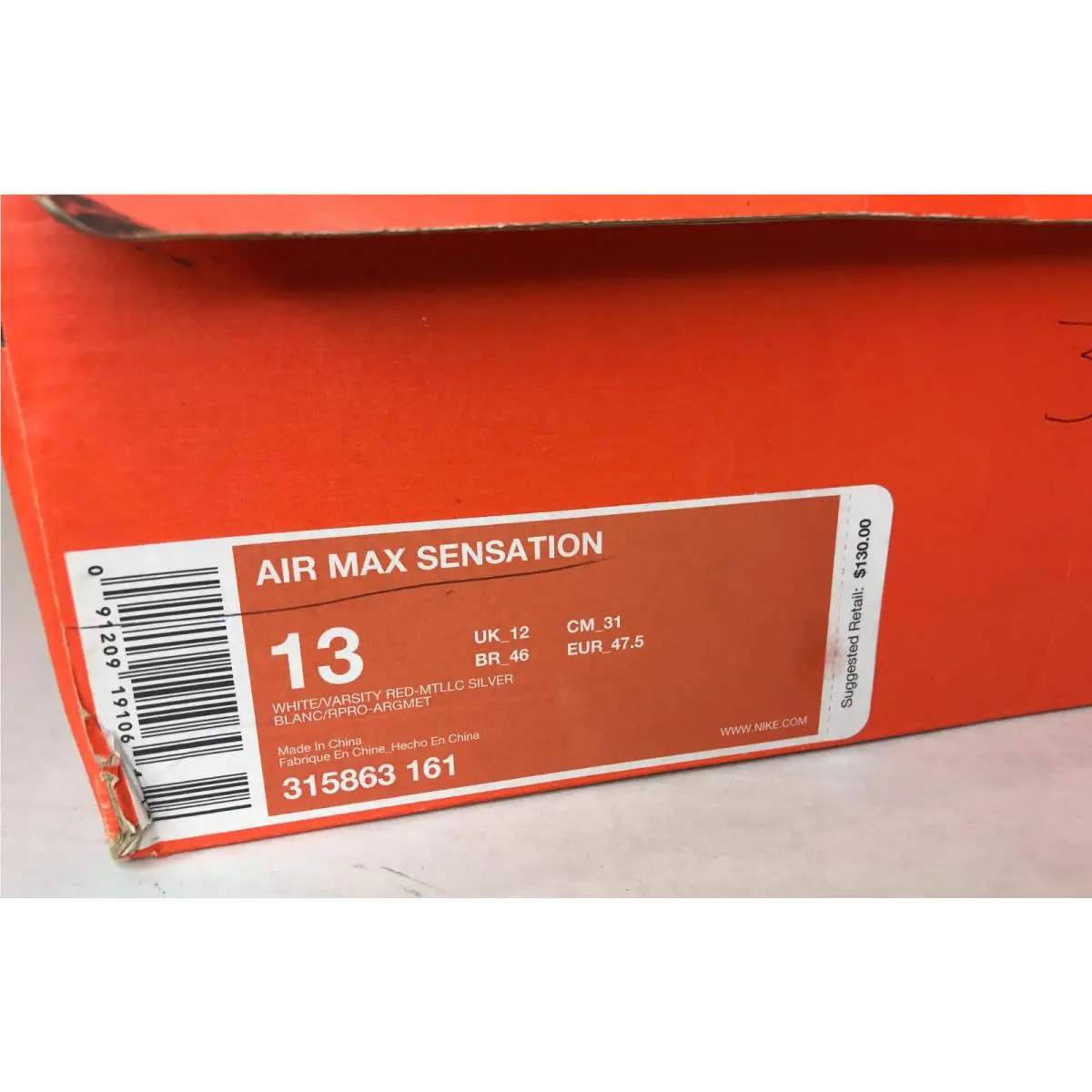 Nike shoes - Nike Air Max Sensation - Air Max Sensation - 315863-161 - University Red / White 13