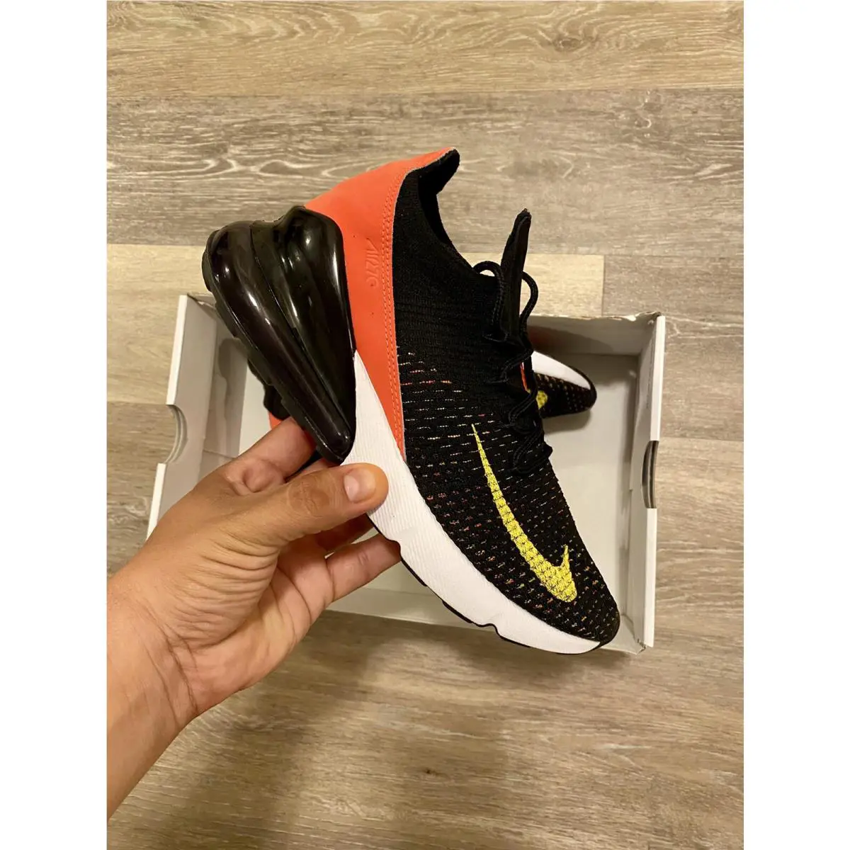 Nike shoes - Nike Air Max 270 Flyknit - AH6803-003 - Black-Yellow Strike-Bright Crimson (UPC: 887226243943) 8