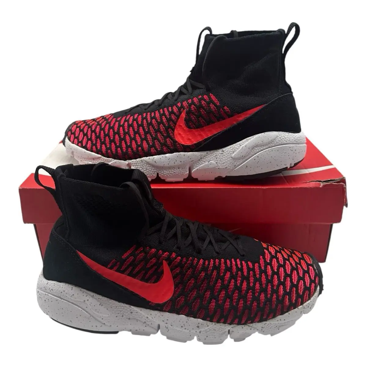 Nike Air Footscape Magista Flyknit Shoes Mens 11.5 Red Black Sneakers 816560-002 - Red