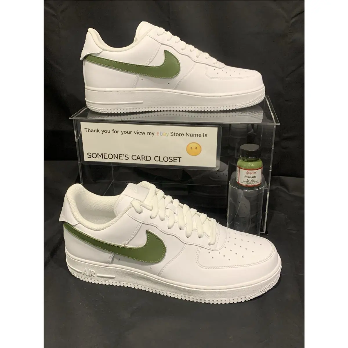Nike Air Force 1 Low Avocado Custom Painted Swoosh Kids Size 7