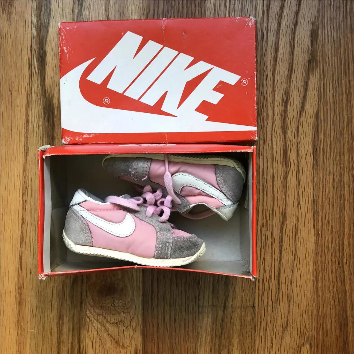 DS 1985 80`s OG Nike Scoots Cortez Bruins Gray Suede White Pink Sz Toddler 4