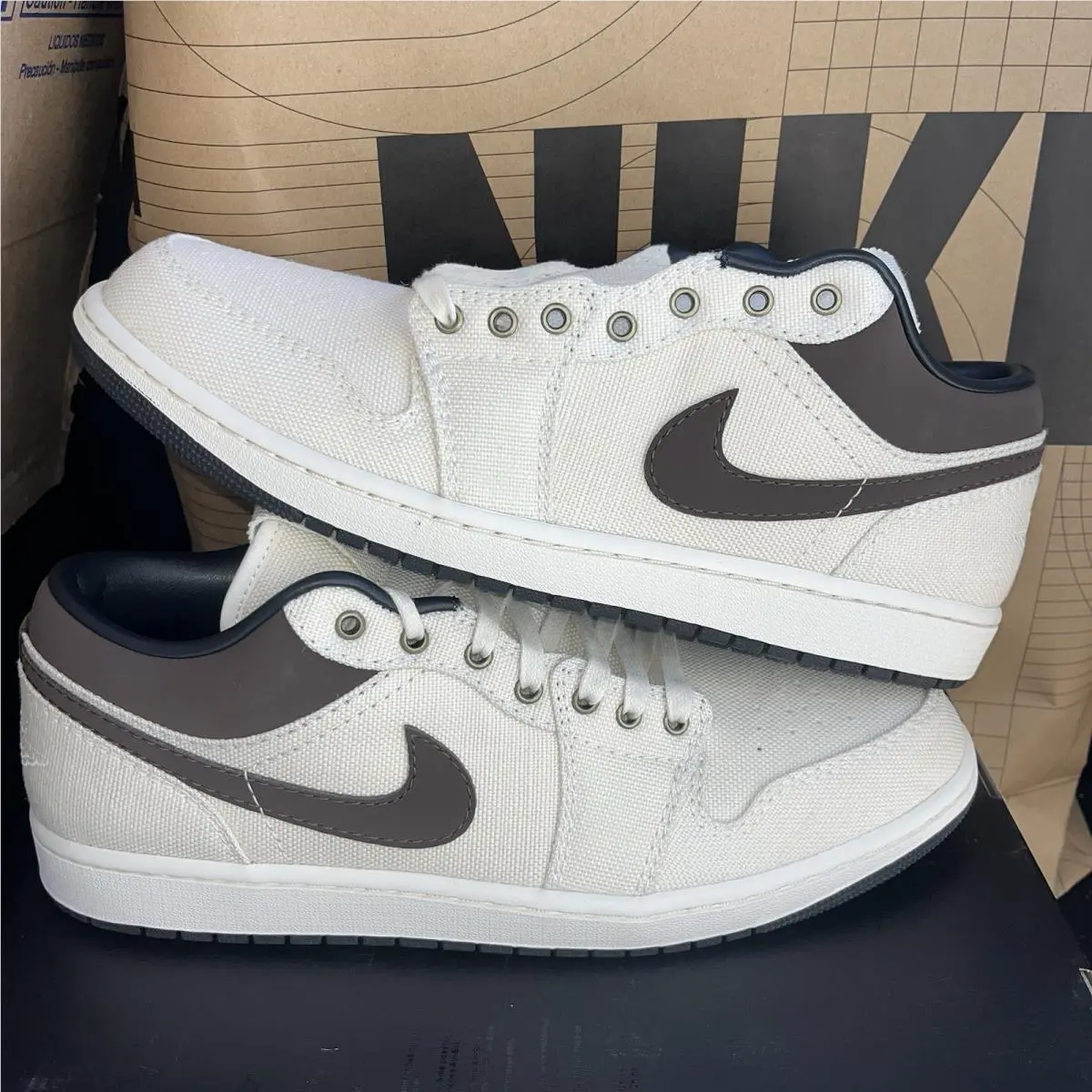 Nike Air Jordan 1 Low Pale Ivory Baroque Brown Nby IB8058-110 Men Size 10.5