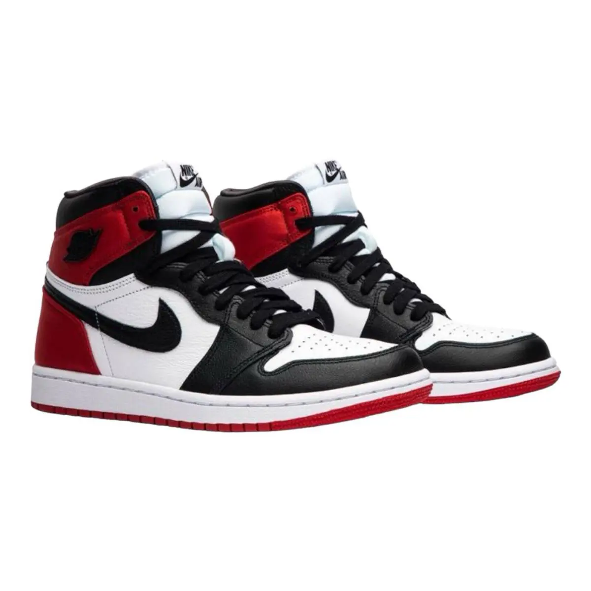 Nike Air Jordan 1 Retro High Satin Black Toe Women`s Size 10.5 Men`s 9 Shoes - Multicolor