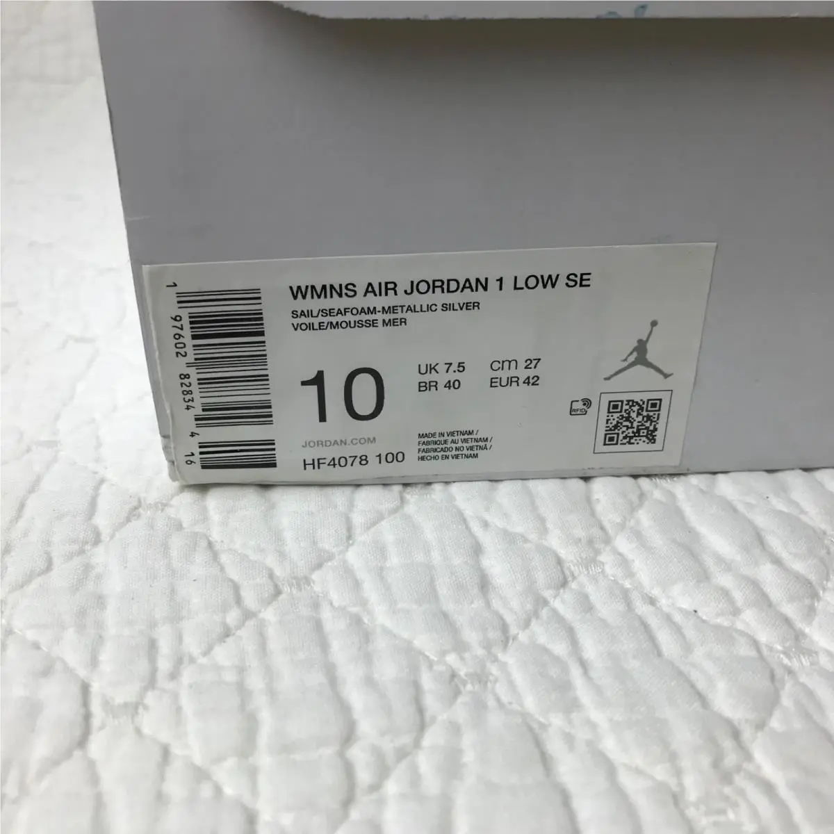 Nike shoes - Air Jordan 1 Low SE - HF4078-100 - Sail/Seafoam Metallic Silver 10
