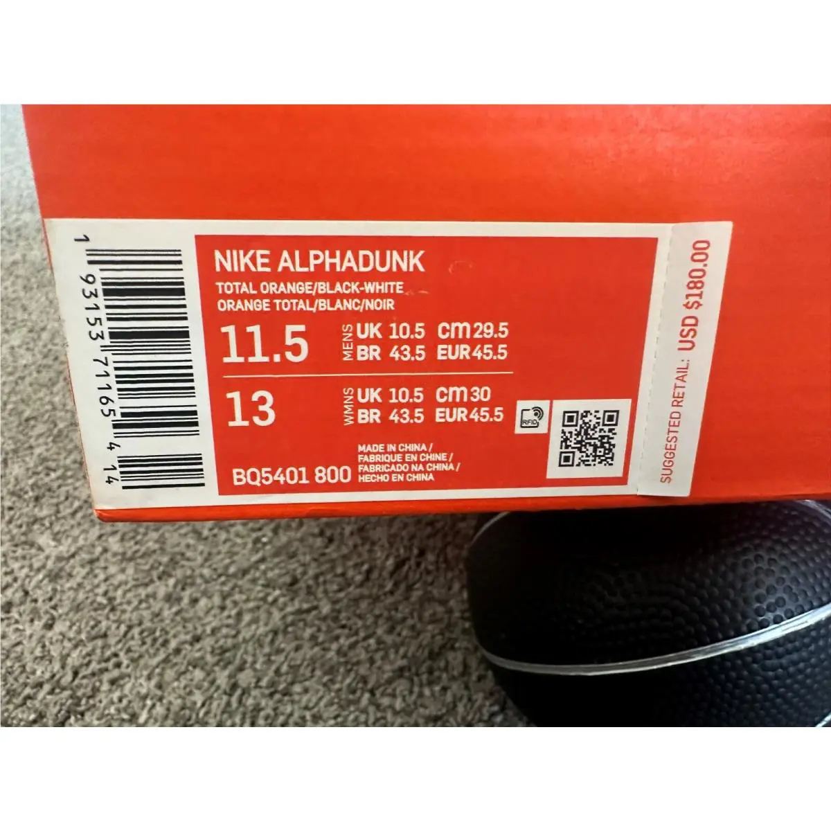 Nike shoes - Nike AlphaDunk - AlphaDunk - BQ5401-800 - Orange, Main: Orange (UPC: 193153711630) 0