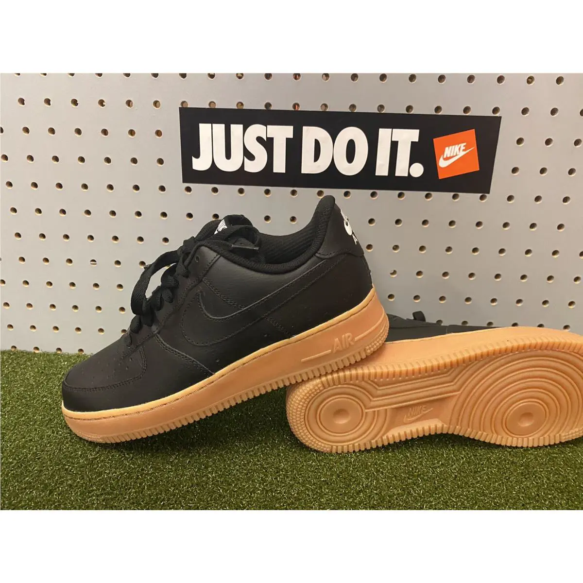 Nike Air Force 1 AF1 Nike ID Custom Black Gum Sole Women`s Size 8.5