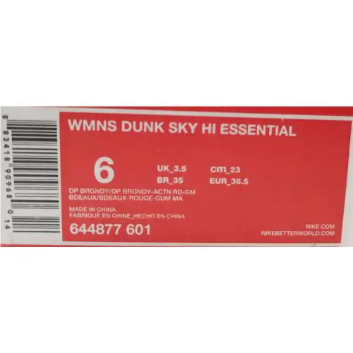 Nike shoes - Nike Dunk Sky Hi Essential Burgundy Gum Mesh - 644877 601 - Burgundy Gum, Manufacturer: DP Burgundy/DP Burgundy-Action Red-Gum (UPC: 883418909680) 9