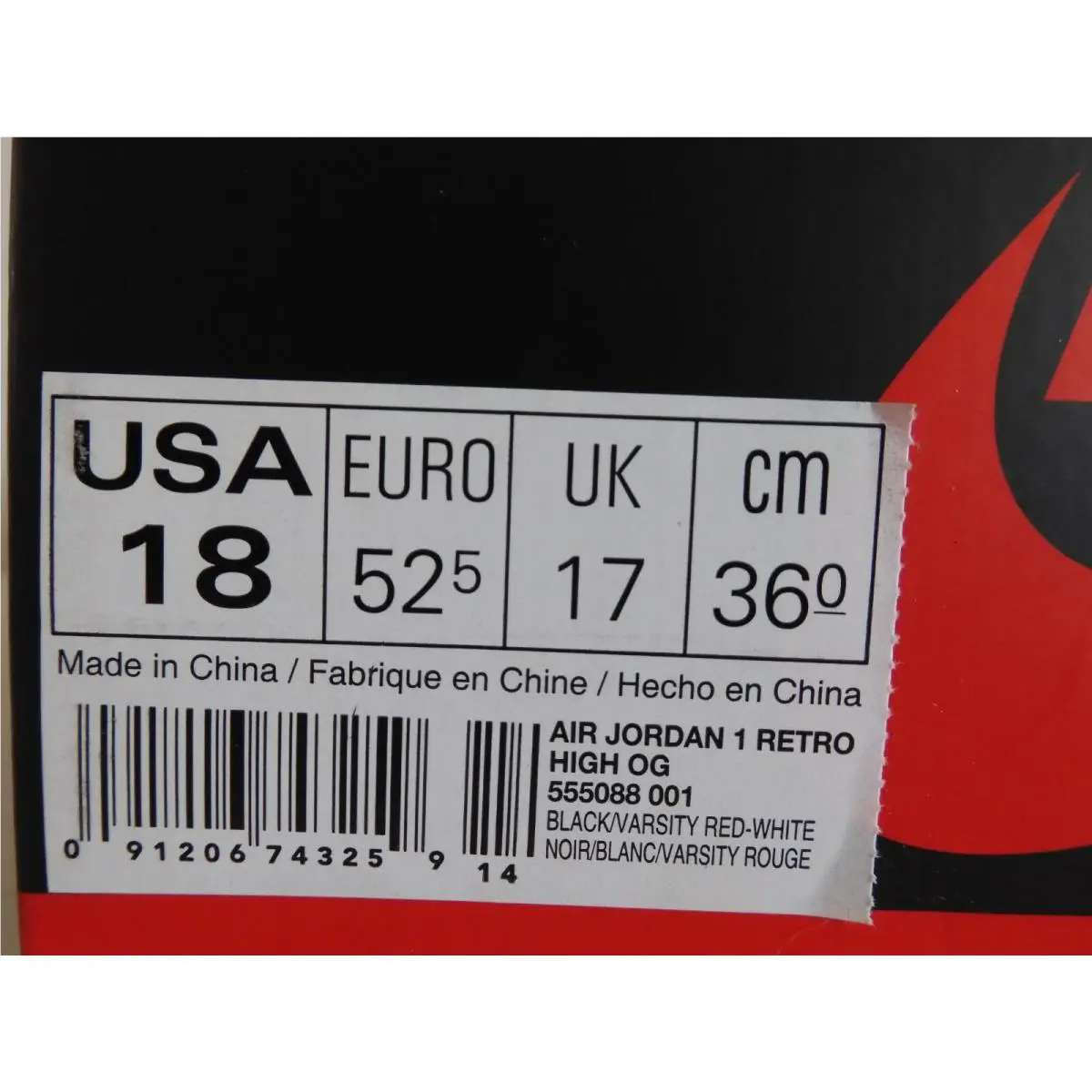 Nike shoes - Air Jordan 1 - Air - 555088-001 - Black (UPC: 091206743259) 3