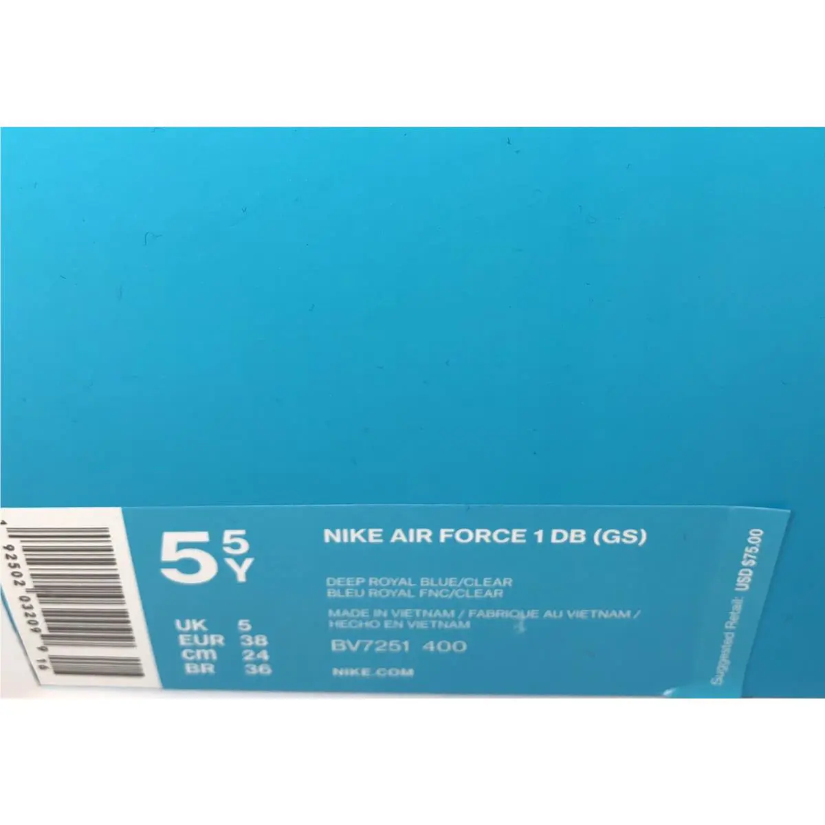 Nike shoes - Nike Air Force 1 - Air Force - BV7251 400 - Blue, Manufacturer: Deep Royal Blue/Clear 10