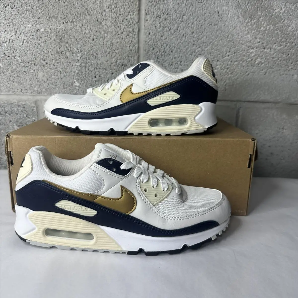 Nike shoes - Nike Air Max 90 `Olympic` - HF3444-100 - White / Navy / Cocnut Milk / Gold 0