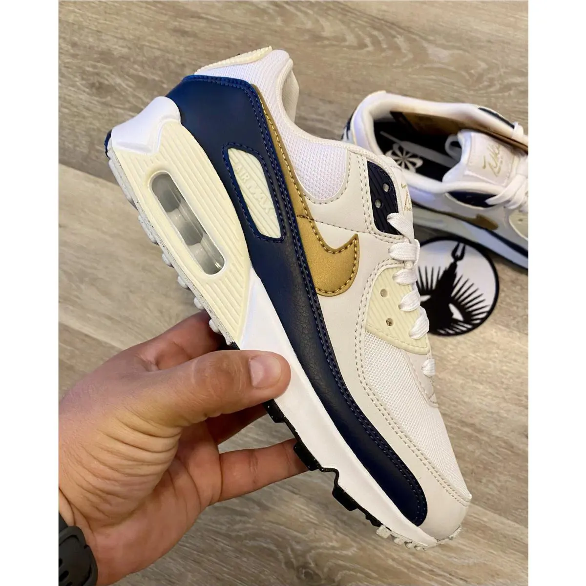 Nike shoes - Nike Air Max 90 `Olympic` - HF3444-100 - White / Navy / Cocnut Milk / Gold 8