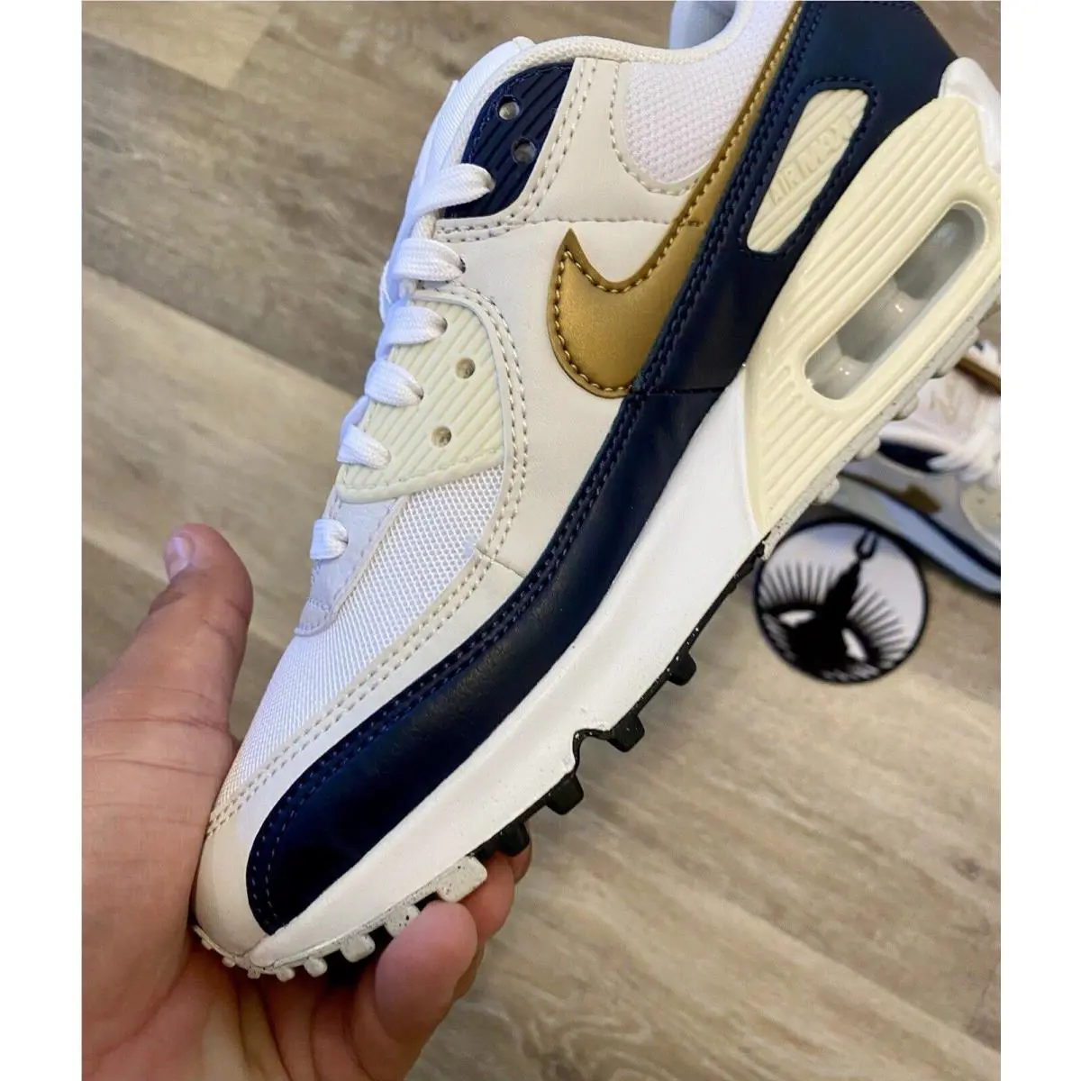 Nike shoes - Nike Air Max 90 `Olympic` - HF3444-100 - White / Navy / Cocnut Milk / Gold 2