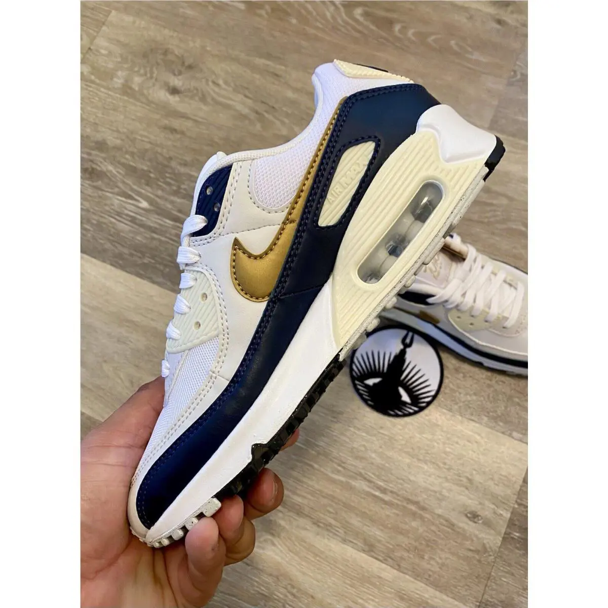 Nike shoes - Nike Air Max 90 `Olympic` - HF3444-100 - White / Navy / Cocnut Milk / Gold 3