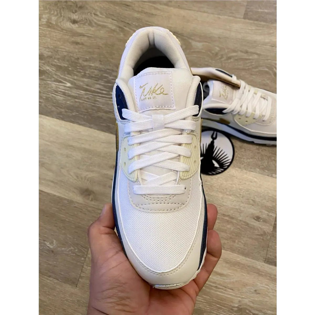 Nike shoes - Nike Air Max 90 `Olympic` - HF3444-100 - White / Navy / Cocnut Milk / Gold 4