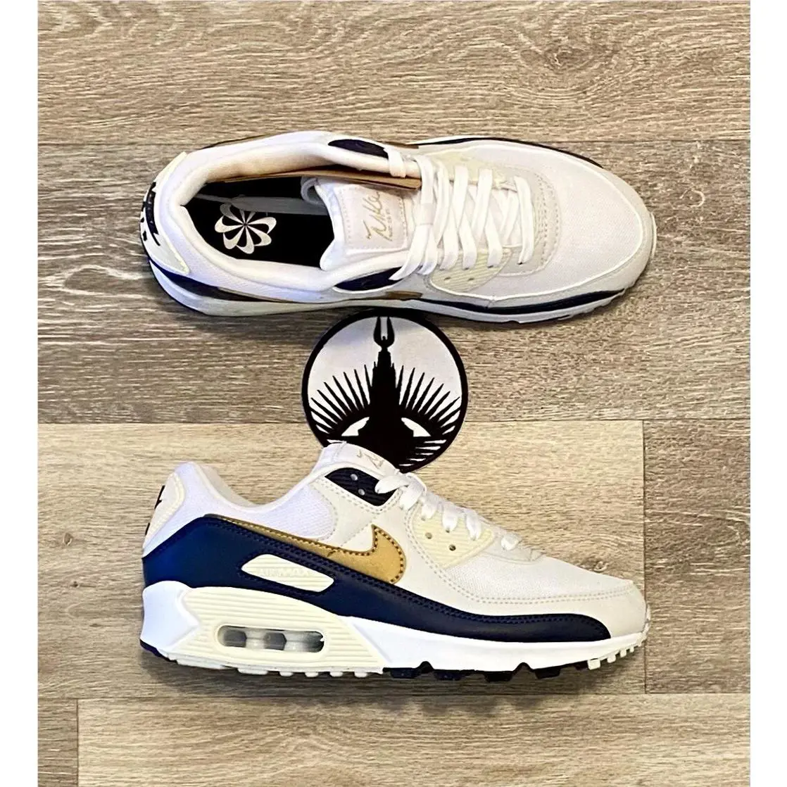 Nike shoes - Nike Air Max 90 `Olympic` - HF3444-100 - White / Navy / Cocnut Milk / Gold 5