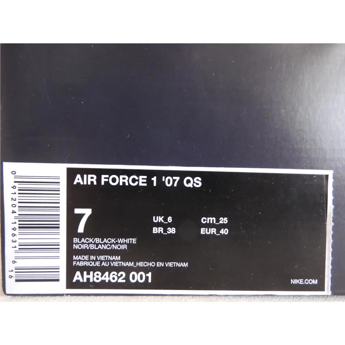 Nike shoes - Nike Air Force 1 `07 - AH8462-001 - Black (UPC: 091204196316) 3