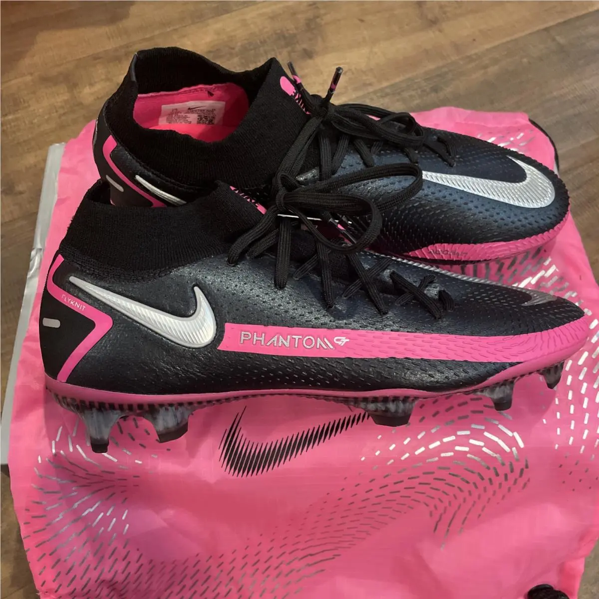 Nike Phantom GT Elite DF FG Black Pink Soccer Cleat CW6589-006 Mens 7.5 Womens 9