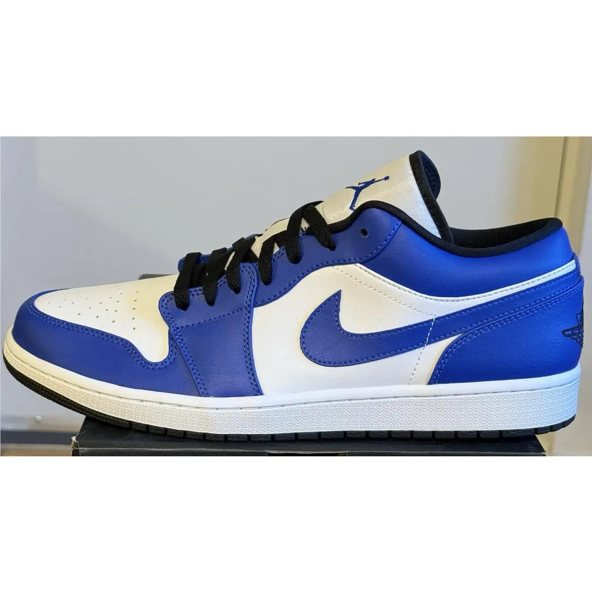 Nike Jordan 1 Low White Hyper Royal Black Game Light Blue OG 553558-124 Size 13