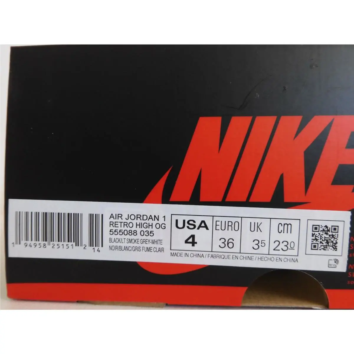 Nike shoes - Retro OG - Retro - 555088-035 - Gray, Manufacturer: Black/Light Smoke Grey/White 4
