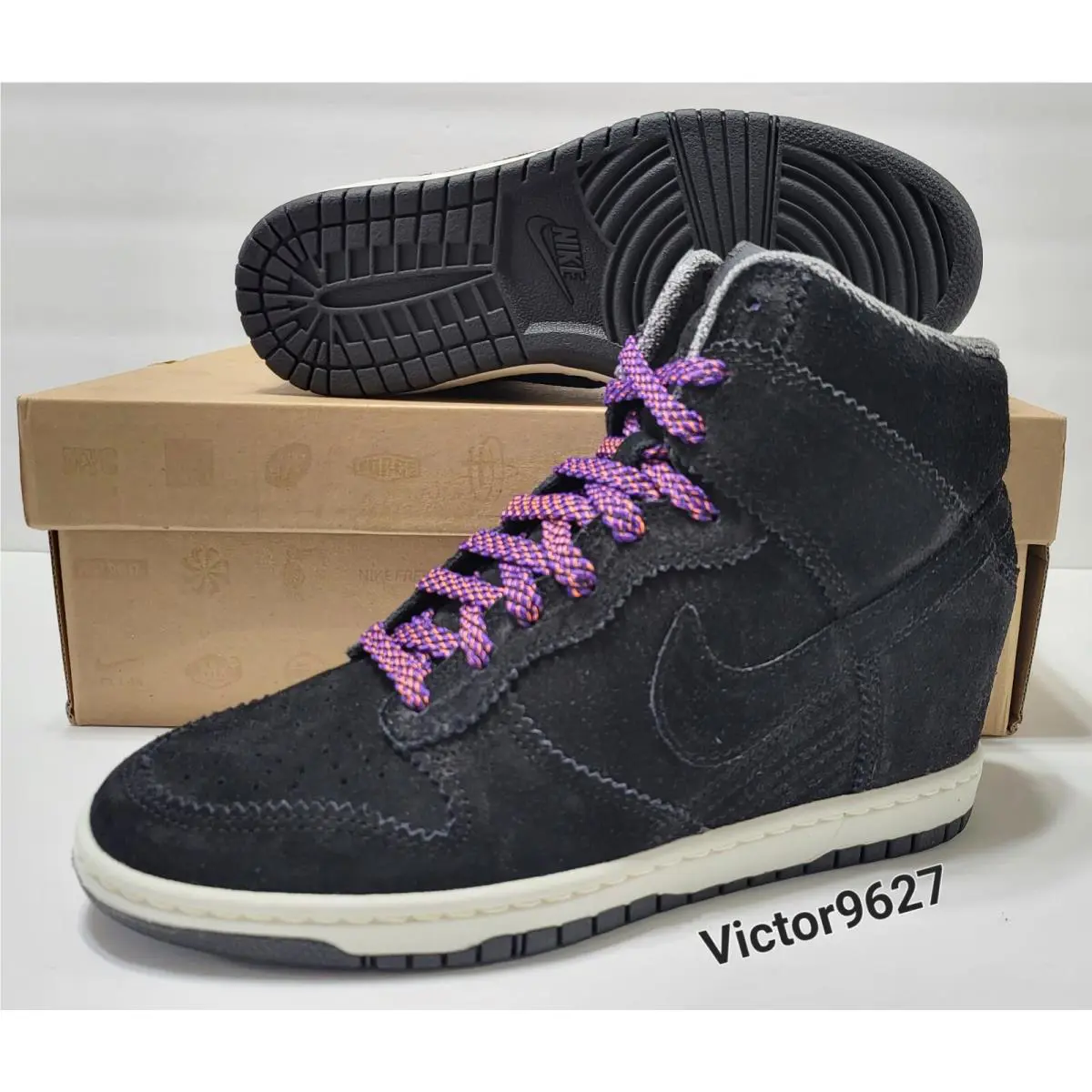Nike shoes - Nike Dunk Sky Hi - Dunk Sky - 528899 014 - Black Purple, Manufacturer: Black/LT Blue Lacquer-White (UPC: 884497645827) 0