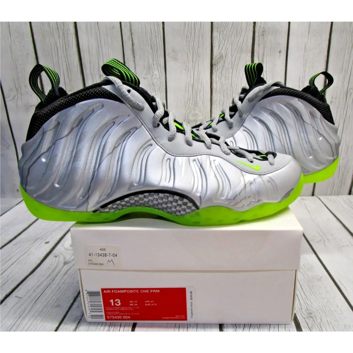 Size 13 - Nike Air Foamposite One Silver Volt Camo 575420-004 Men’s