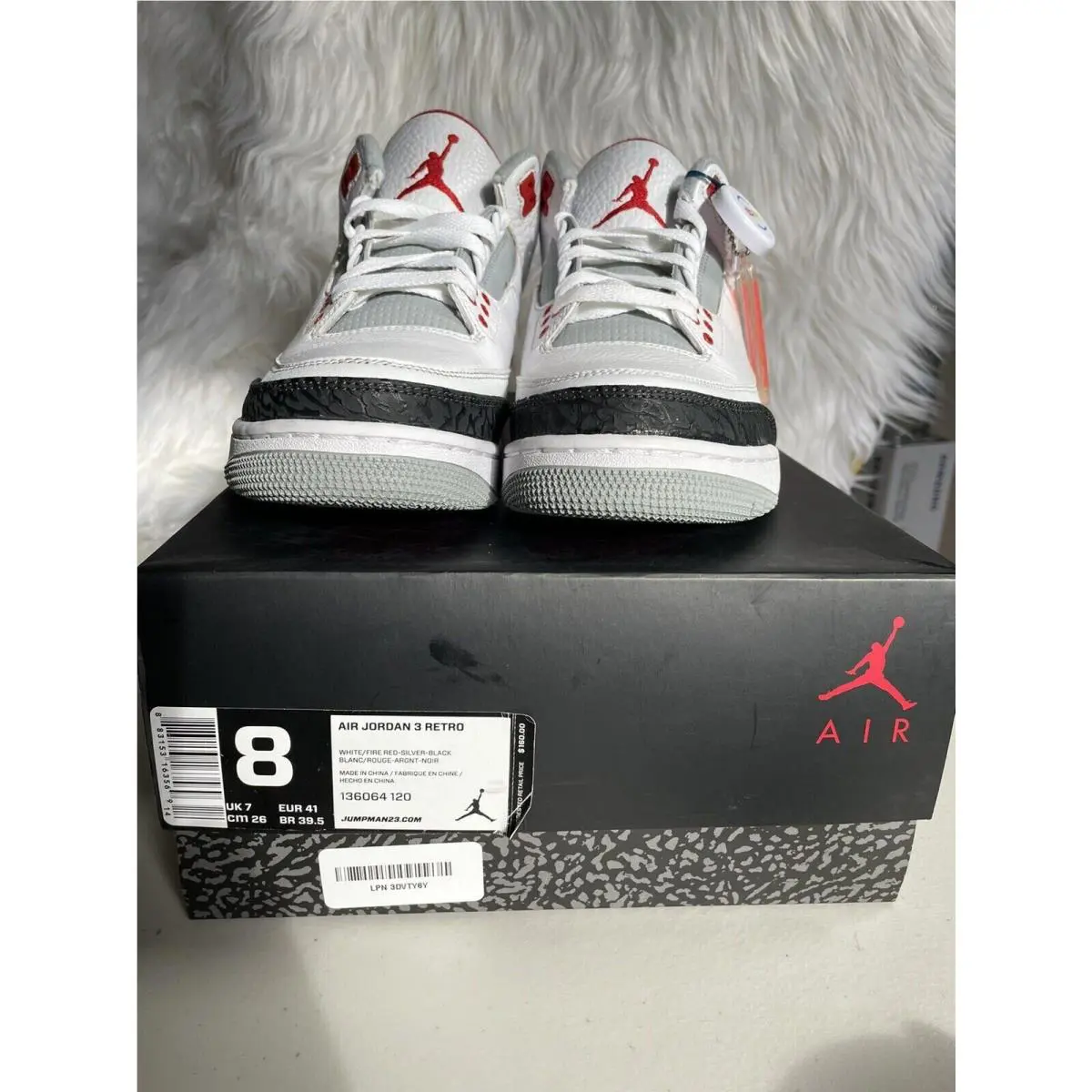 Nike shoes - Jordan 3 - 136064120 - Red, Manufacturer: White/Fire Red/Silver/Black 0