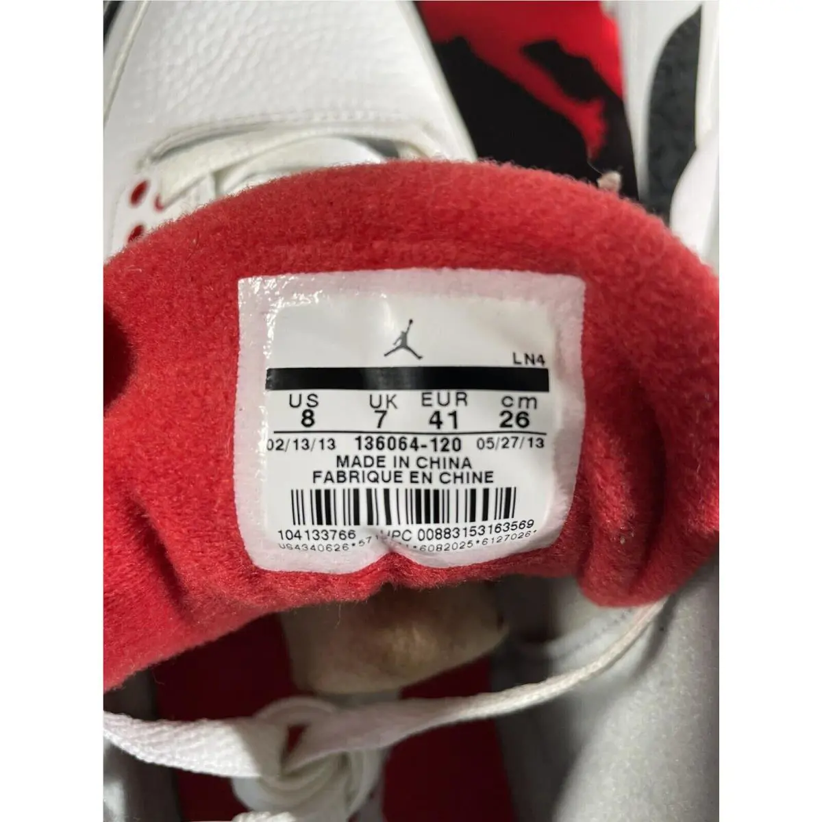 Nike shoes - Jordan 3 - 136064120 - Red, Manufacturer: White/Fire Red/Silver/Black 1