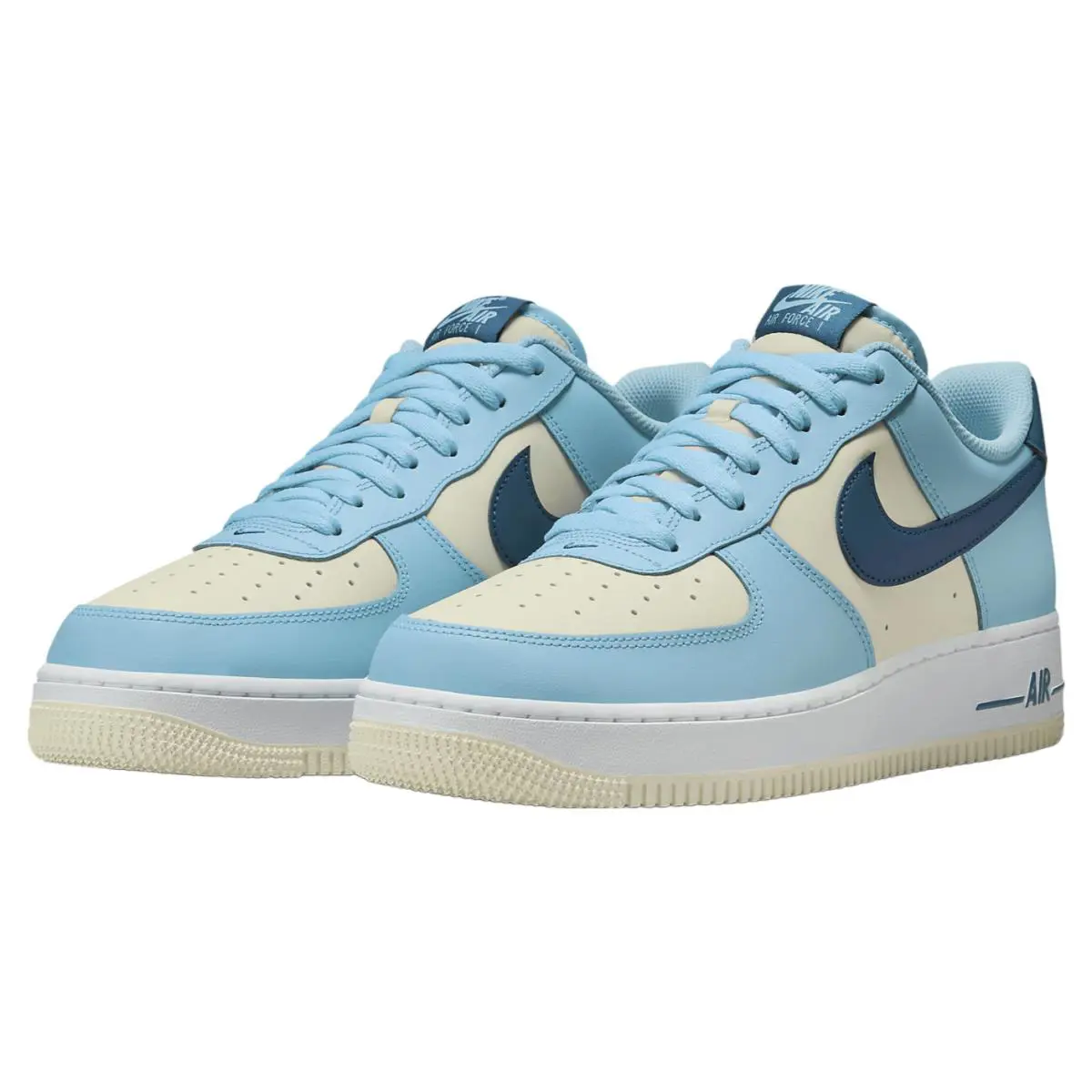Nike Air Force 1 `07 Low Leather Sneakers Men Shoes Blue/coconut Mlk Size 12 - Aquarius Blue / Coconut Milk - HF4837-407