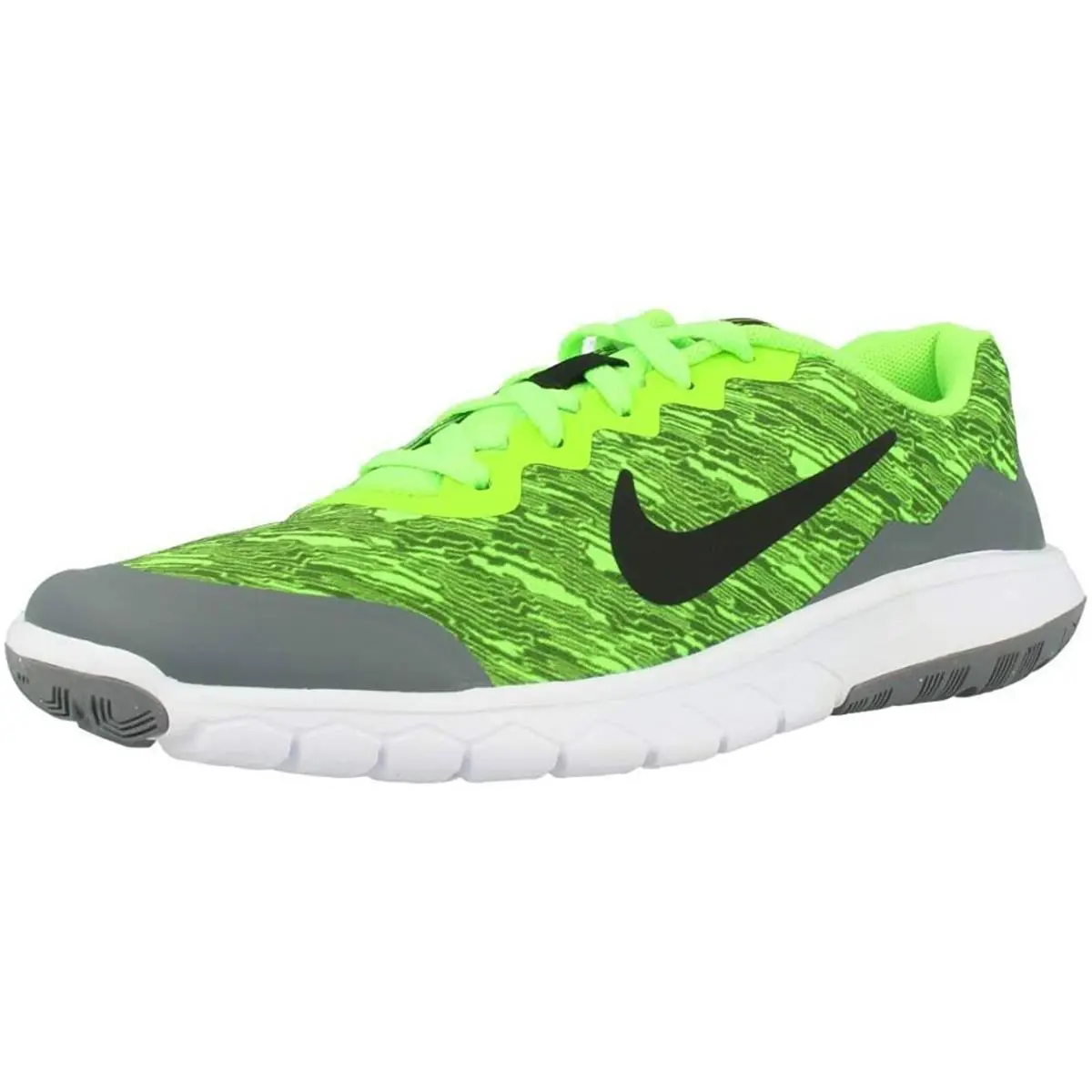 Nike Big Kids Flex Experience 4 Print Green/grey/white Size 5.5 M - White