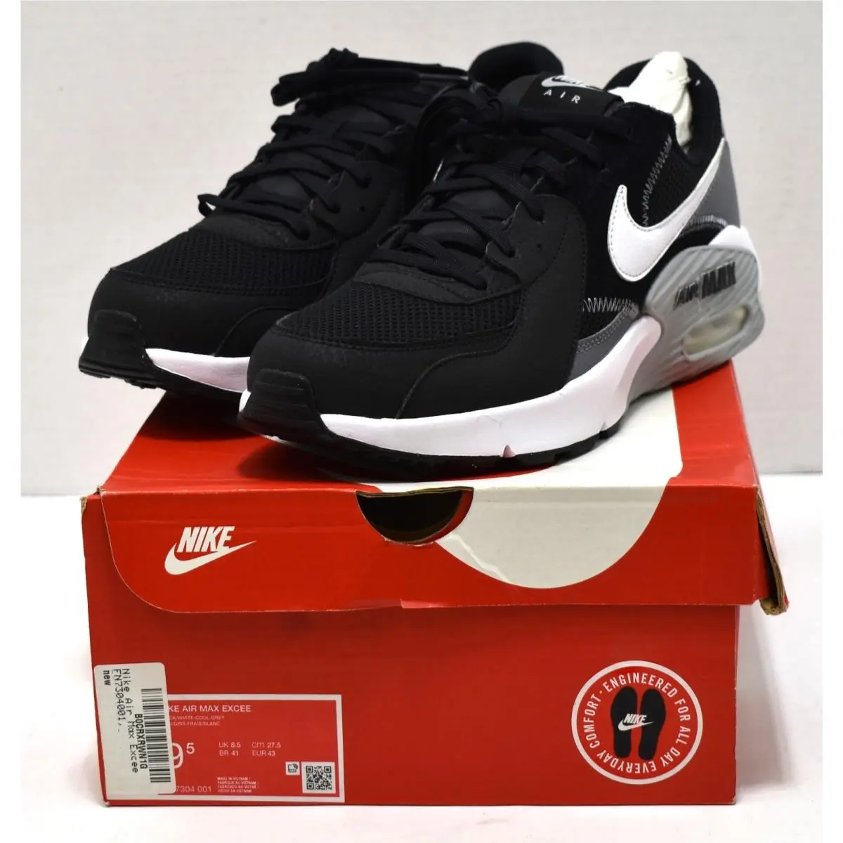 Nike Air Max Excee Shoes Black White Cool Grey FN7304-001 Men`s Size 9.5