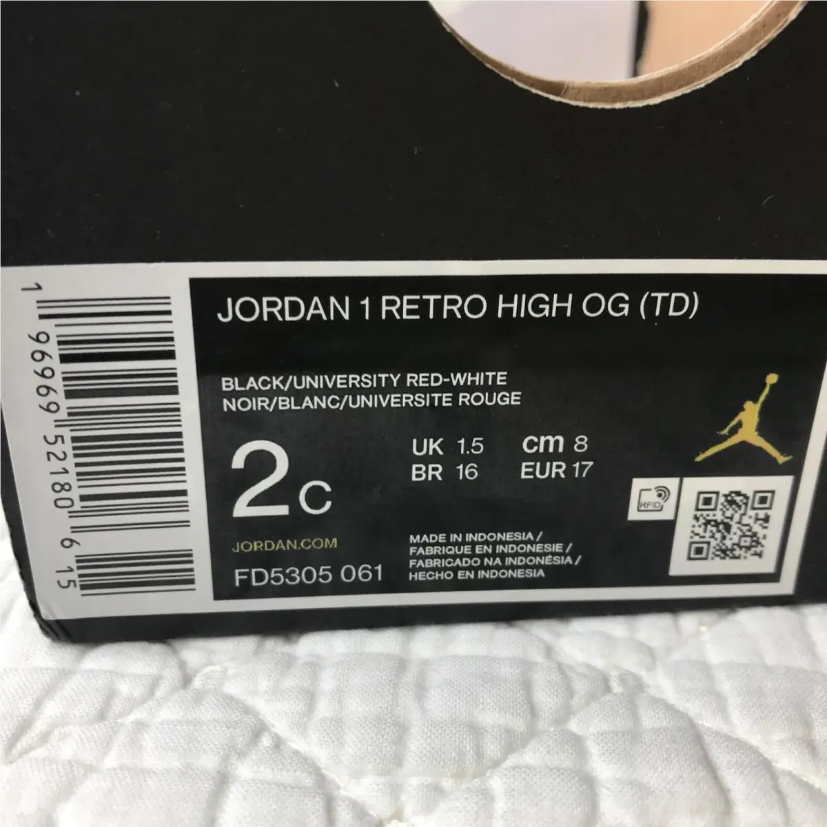 Nike shoes - Air Jordan 1 - Air - FD5305-061 - Black/university red -White 8
