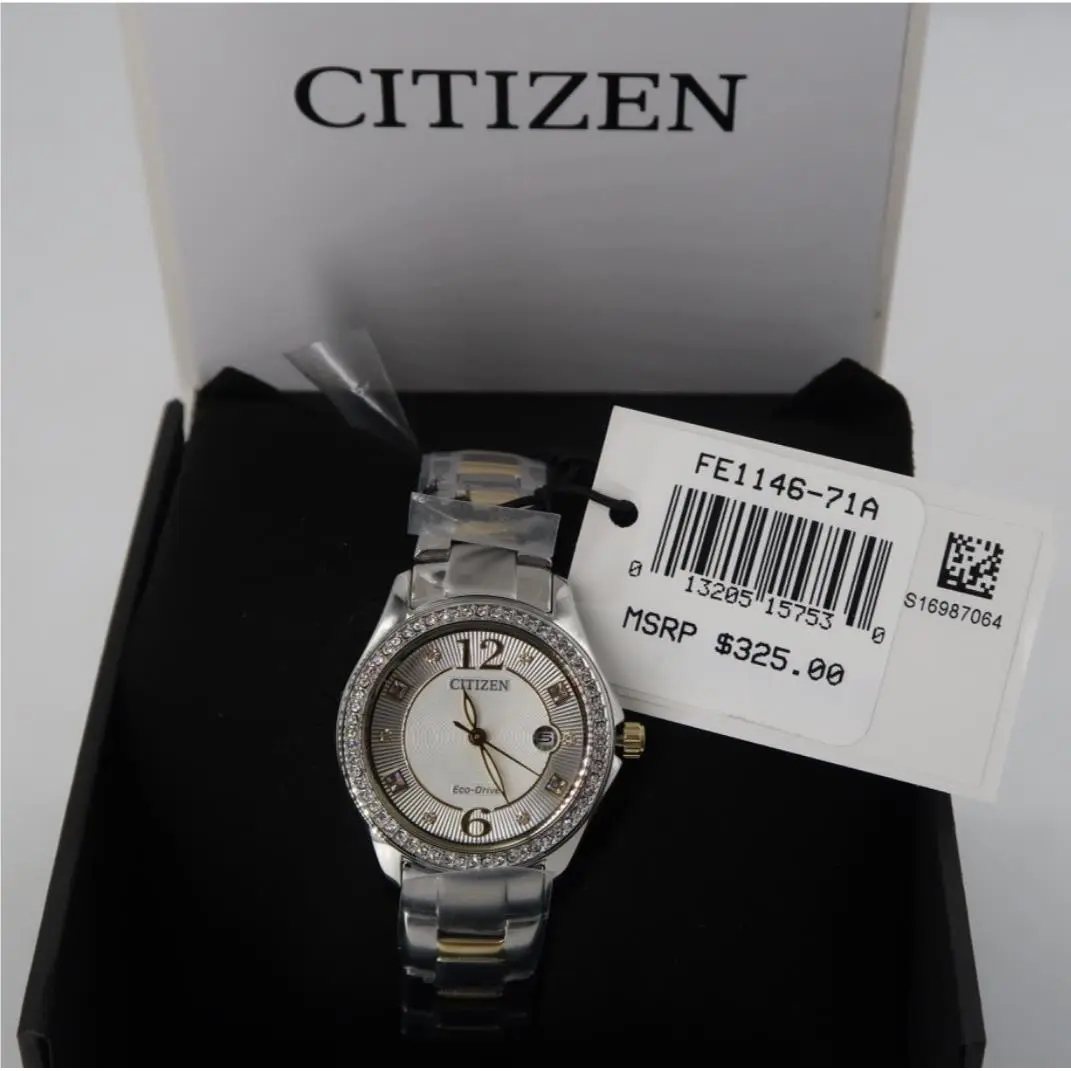 Citizen Women`s Eco-drive Crystal Two-tone Silver Calendar Watch FE1146-71A