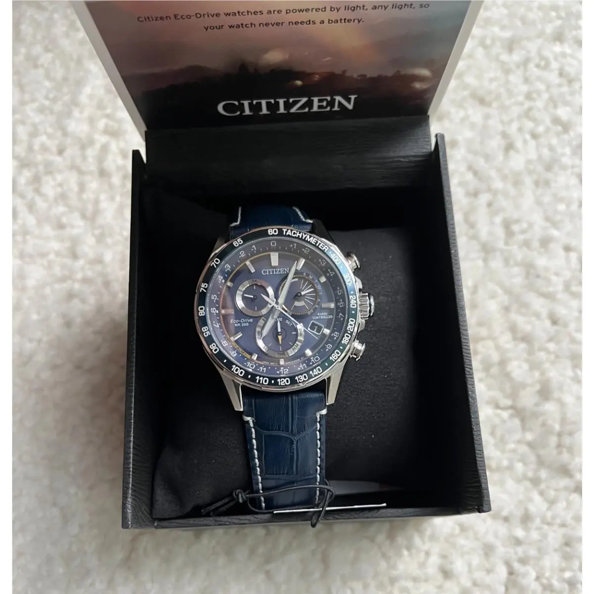 Citizen CB5918-02L Men`s Pcat Atomic Time Perpetual Calendar Leather Band Watch