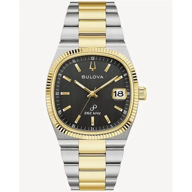 Bulova Super Seville Black Dial Two-tone Bracelet Men`s Watch 98B458