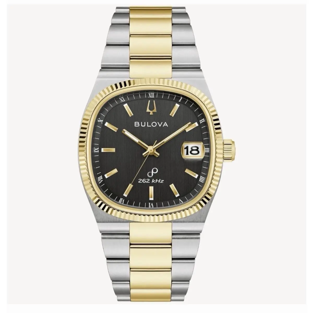Bulova Super Seville Quartz Black Dial Stainless Men`s Watch 98B458