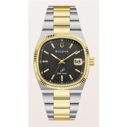 98B458 Super Seville Quartz Black Dial Men`s Watch 37mm by Bulova