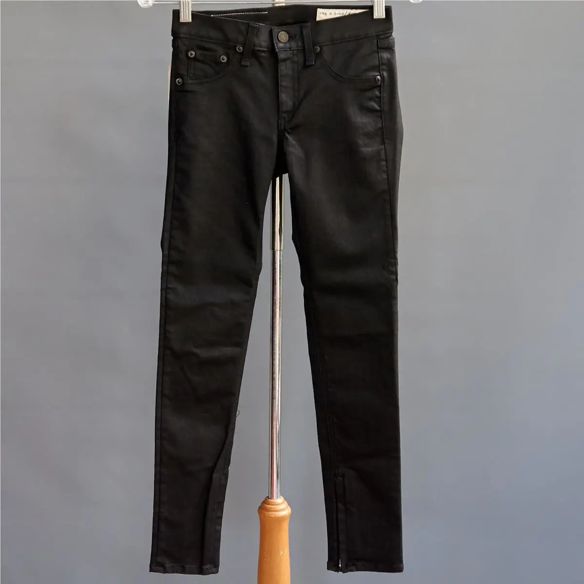 Rag Bone Skinny Jean Zipper Cotswald Capri Black Stretch sz 24 XS