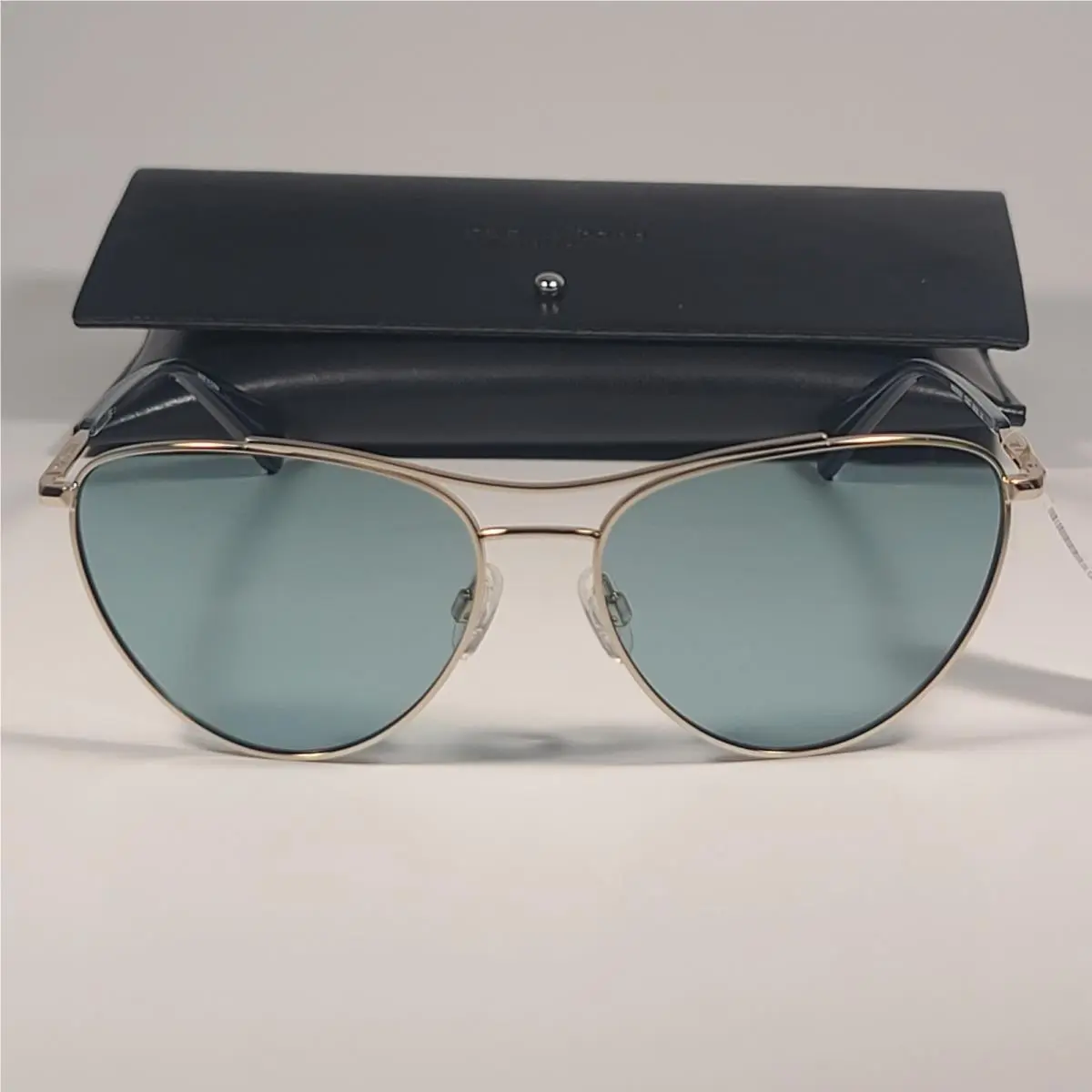 Rag Bone RNB1065/G/S Ogaqt Pilot Sunglasses Gold Frame Teal Solid Lens