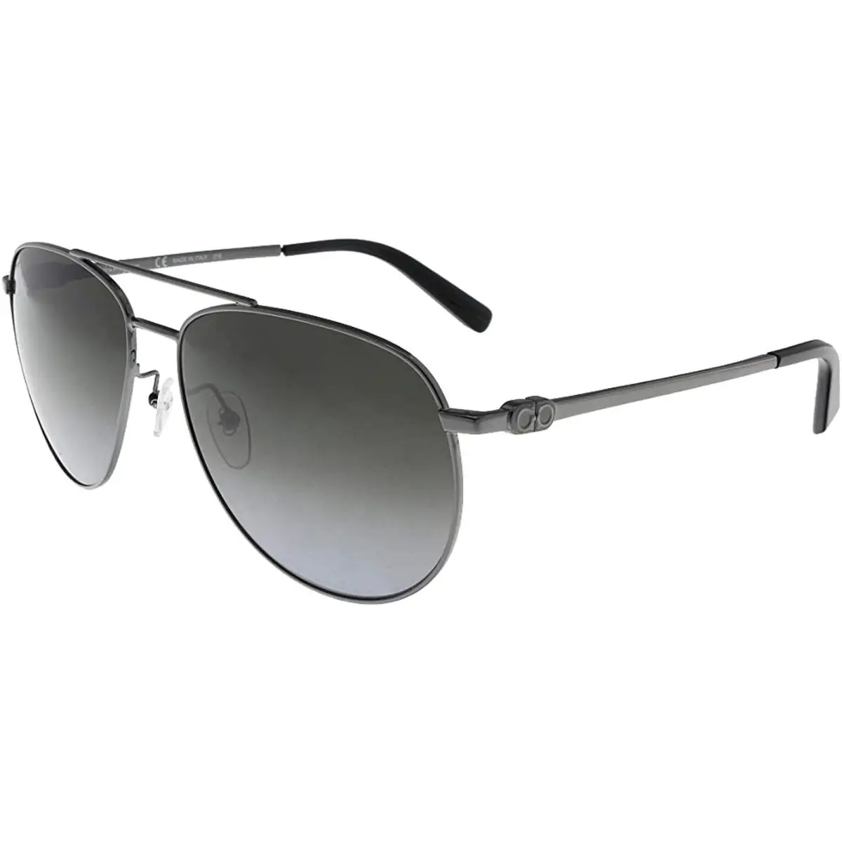 Ferragamo Shiny Ruthenium Aviator Sunglasses - SF157S 069 - Italy