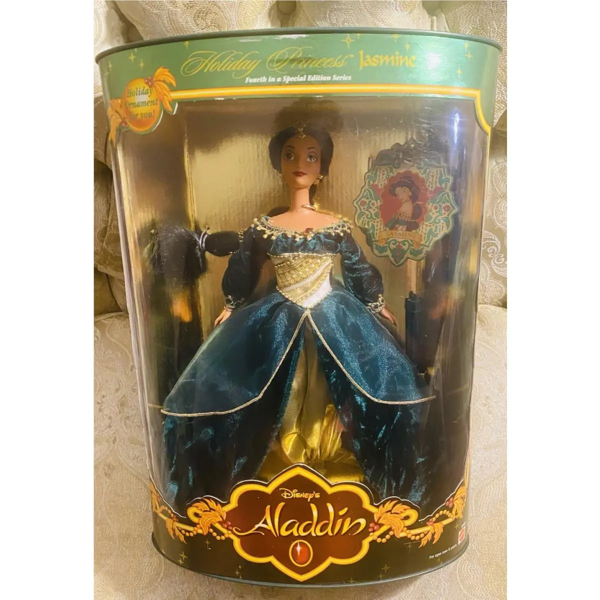 1999 Holiday Princess Jasmine Doll Disneys Aladdin Mattel 22092