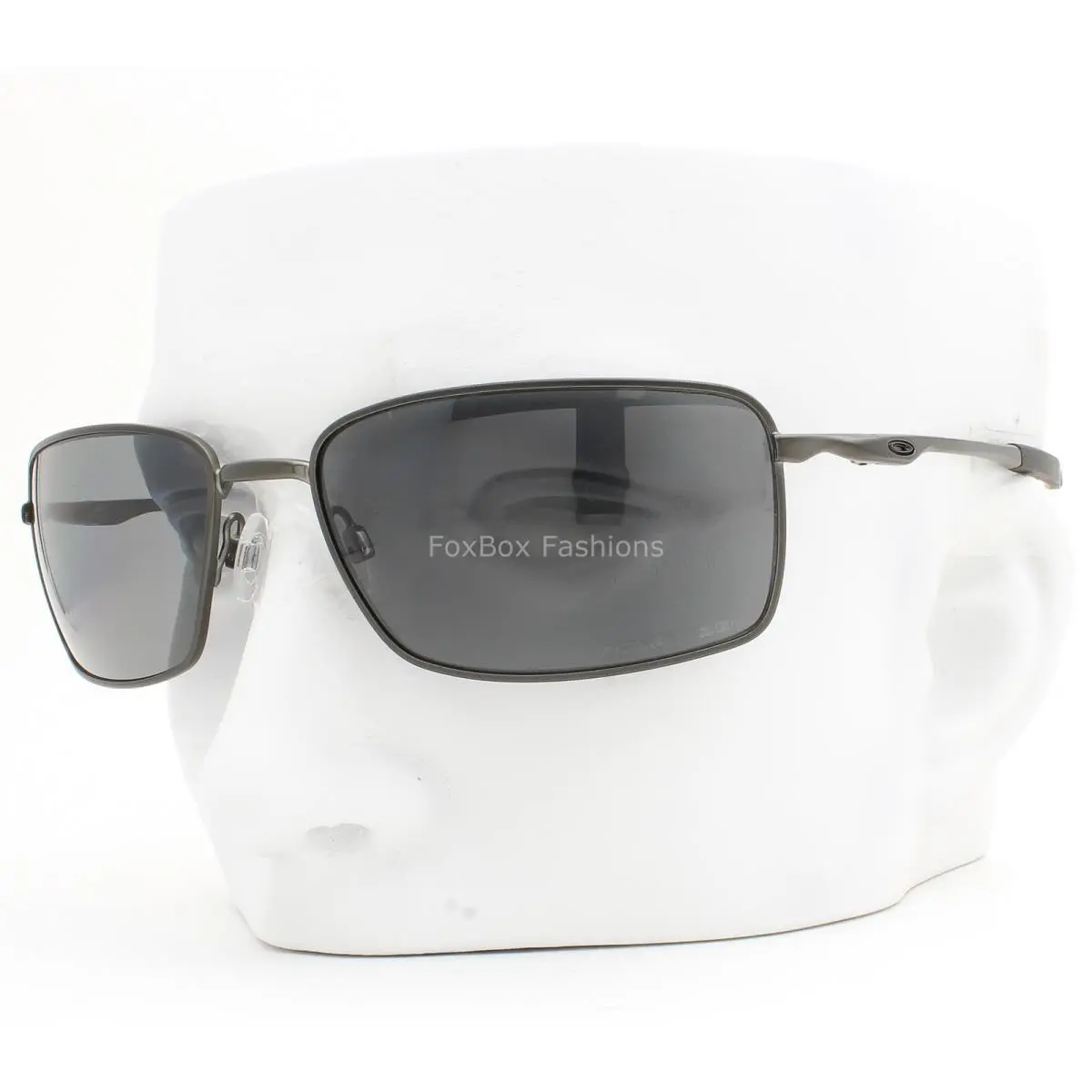 Square Wire Sunglasses OO4075-04 Carbon Metal Gray Polarized with Pouch by Oakley