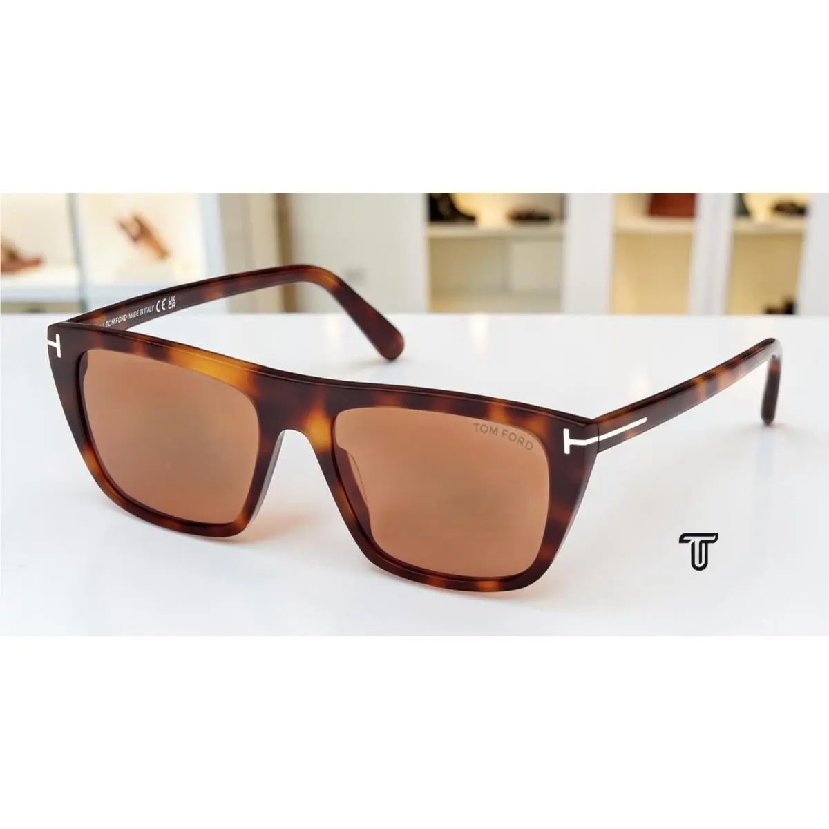 Tom Ford FT1175 53E Aslan Acetate Blonde Havana Brown 56 mm Men`s Sunglasses