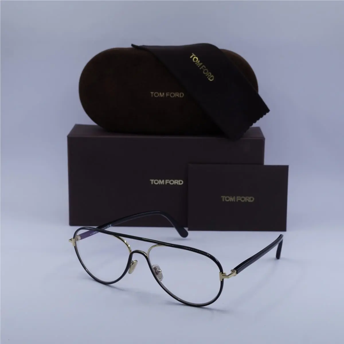Tom Ford FT5897-B 001 Shiny Black/clear Blue Light Block 57mm Eyeglasses