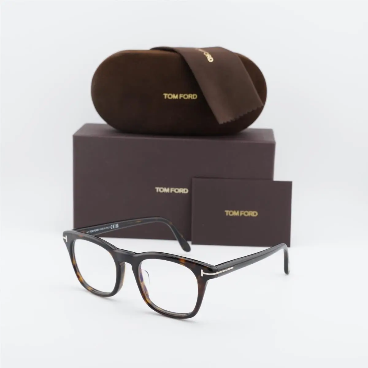 Tom Ford FT5870-F-B 052 Dark Havana/clear Blue Light Block 52mm Eyeglasses