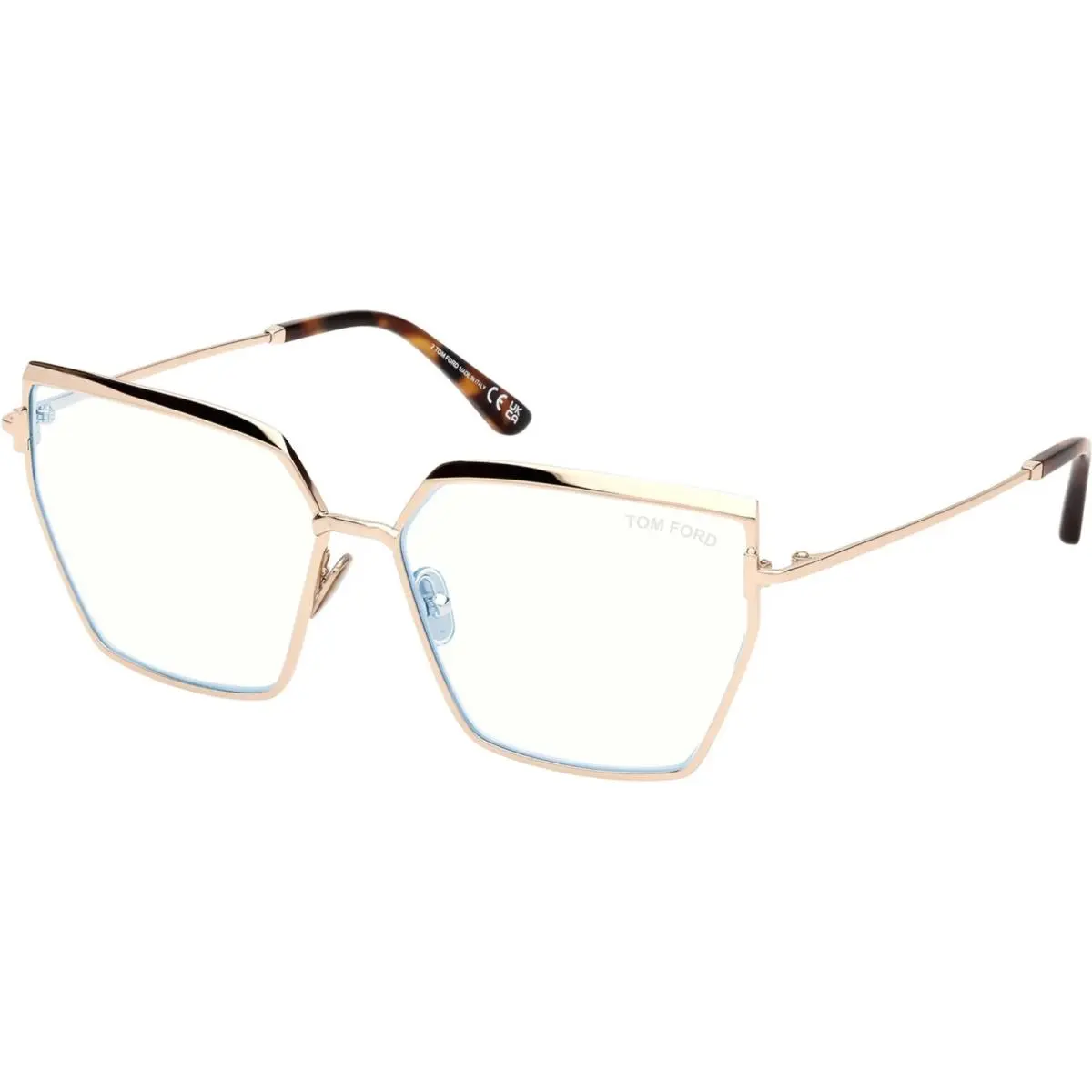 Tom Ford FT5946-B 028 Shiny Rose Gold/clear Blue Light Block 57MM