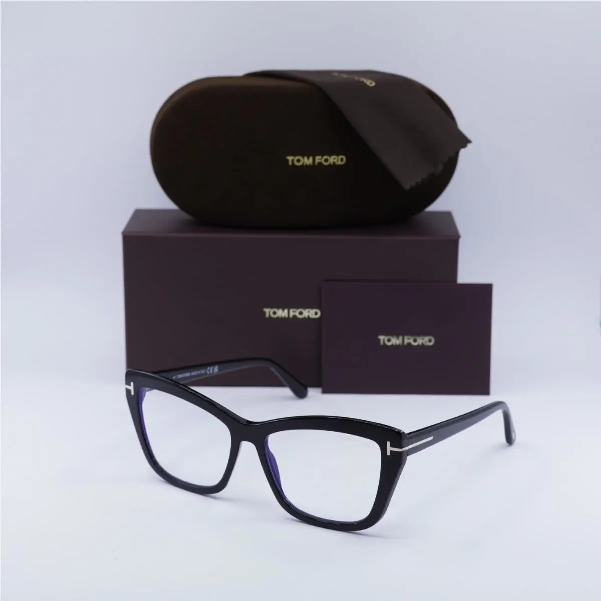 Tom Ford FT5826-B 001 Shiny Black/clear Blue Light Block 55MM
