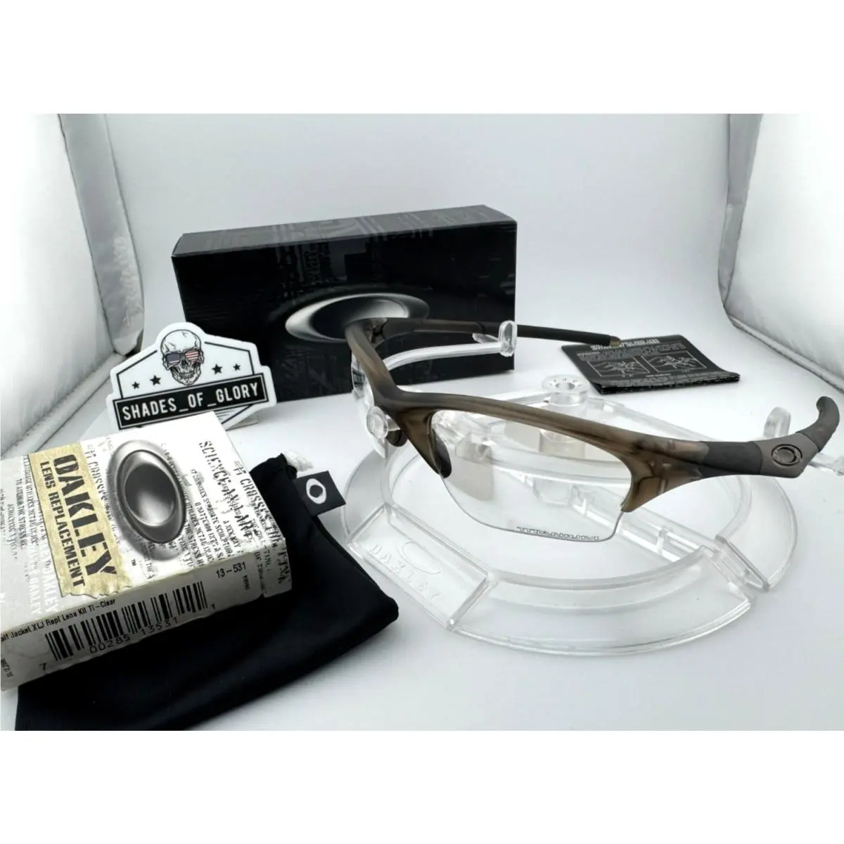 Half Jacket 1.0 Xlj Brown Smoke Titanium Clear Sunglasses Rare by Oakley