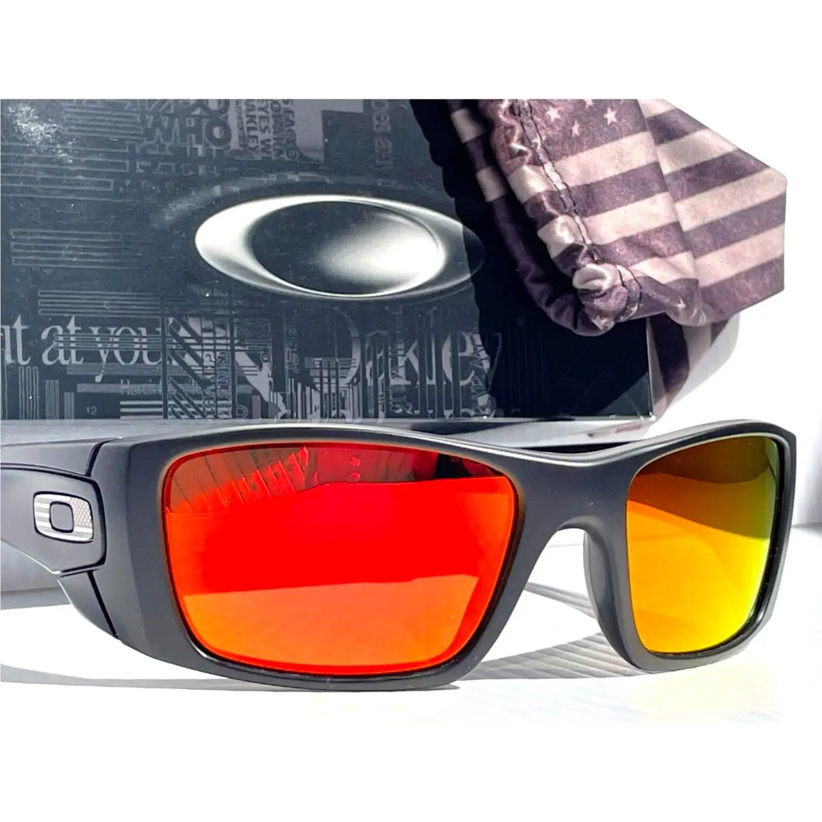 Fuel Cell Tonal Usa Flag w Polarized Galaxy Ruby Lens Sunglass 9096 by Oakley