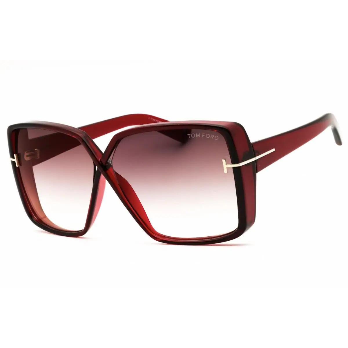 Tom Ford Yvonne FT1117 66G Sunglasses Dark Red Frame Brown Gradient Lenses 63mm